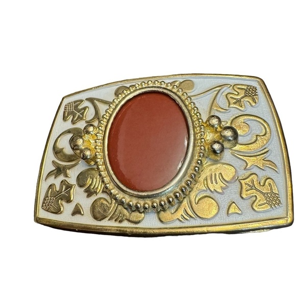 Vintage Belt Buckle Natural Polished Fire Agate Stone on Center main image 8
